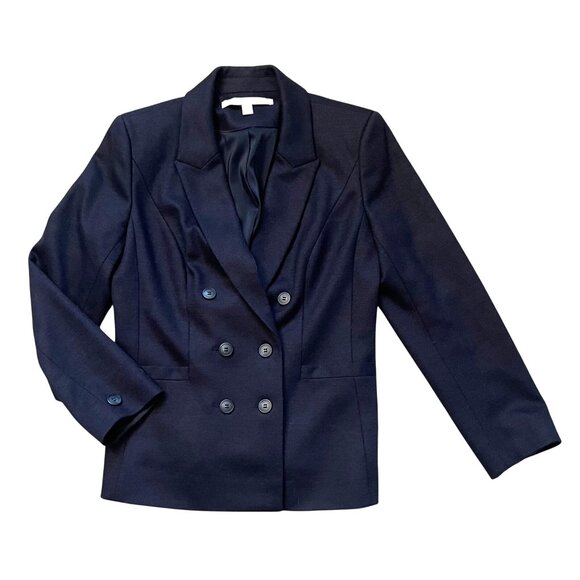 Nordstrom Jackets & Blazers - Nordstrom Virgin Wool Blend Double Breasted Blazer Jacket Women's Size 8 Blue